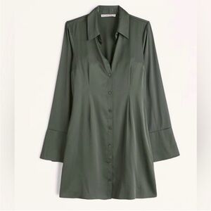 Abercrombie Long-Sleeve Satin Shirt Dress